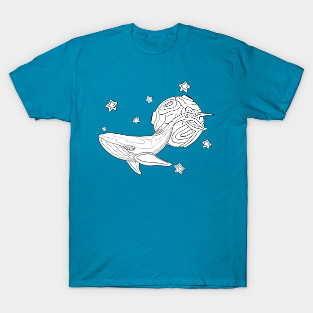 White whale among the stars T-Shirt by Bagaz